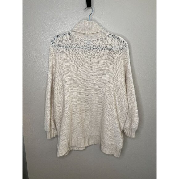 Aerie Womens Turtleneck Cream Cable Knit Sweater Size L Soft Warm Chic Winter - Picture 3 of 7